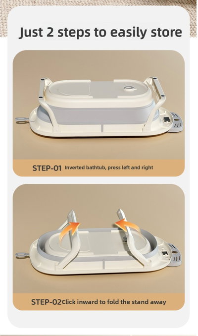Fun Moment Baby bathtub, foldable, thermometer - beige grey product image 4