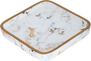 صحن تقديم حلا بورسلان السيف غاليري، 15x15x2 سم، مربع صغير - أبيض رخامي product image 2