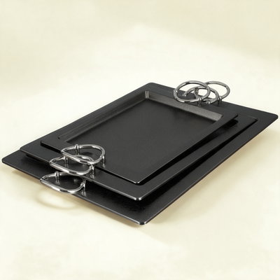 طقم صواني تقديم استيل الجهوري، 3 قطع - اسود لامع product image 1
