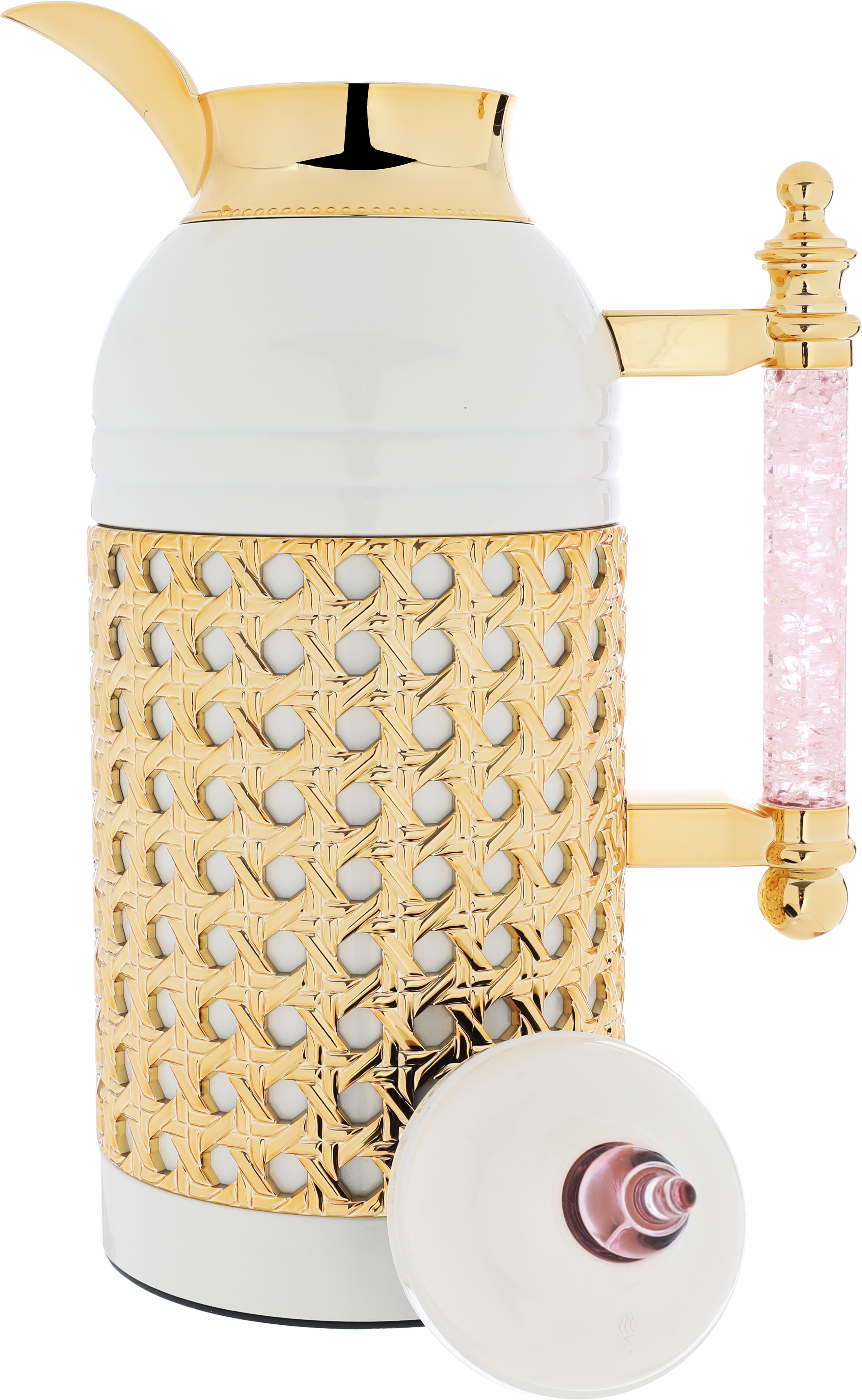 Al Saif Gallery Sarah thermos set, 1 liter, crystal handle, thermal glass inner case, steel outer case - pearl product image 5
