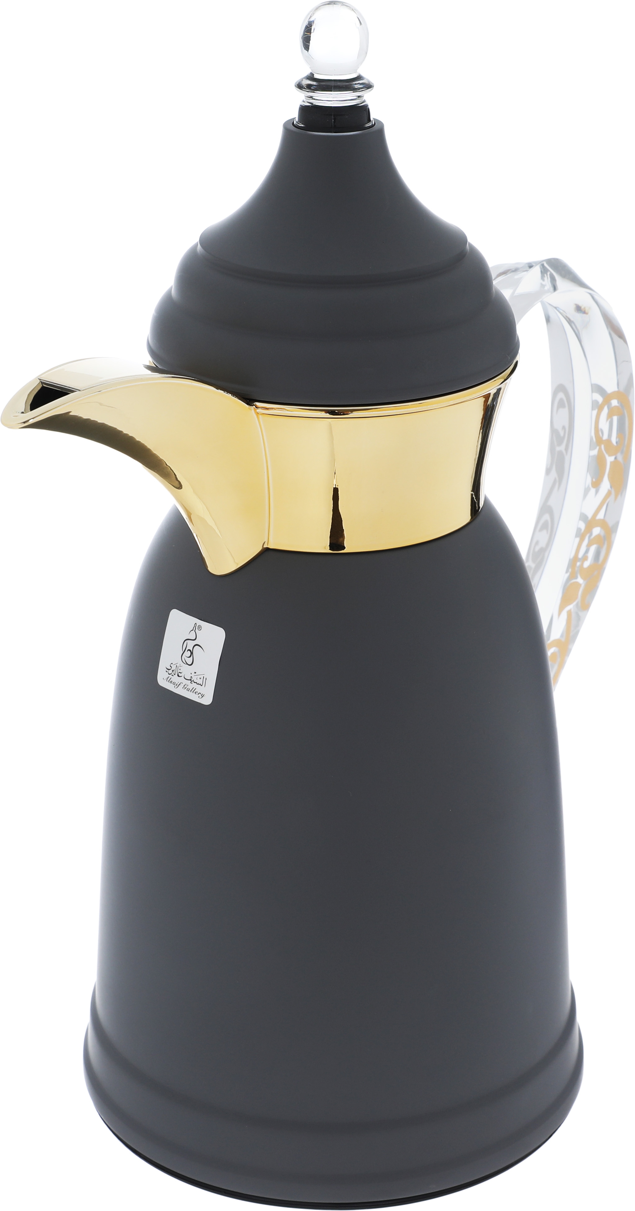 Al Saif Gallery Qamar thermos set, 1 liter, thermal glass inner container, steel outer shell - dark gray product image 3