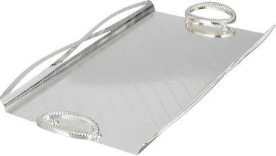 طقم طوفريات تقديم ستانلس ستيل، 3 قطع، منقوش، مقبض معدني - فضي مطفي product image 3