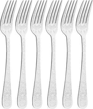 Al Saif Gallery steel fork set, engraved, 6 pieces - silver product image