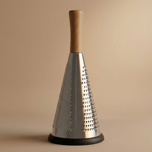 Al Saif Gallery steel grater, circular, with wooden handle, small - silver product image
