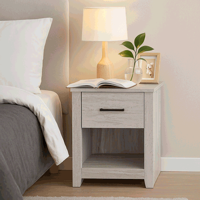 كومدينه خشب ام دي اف، 60×40×40 سم، 1 درج و رف - رمادي product image 1