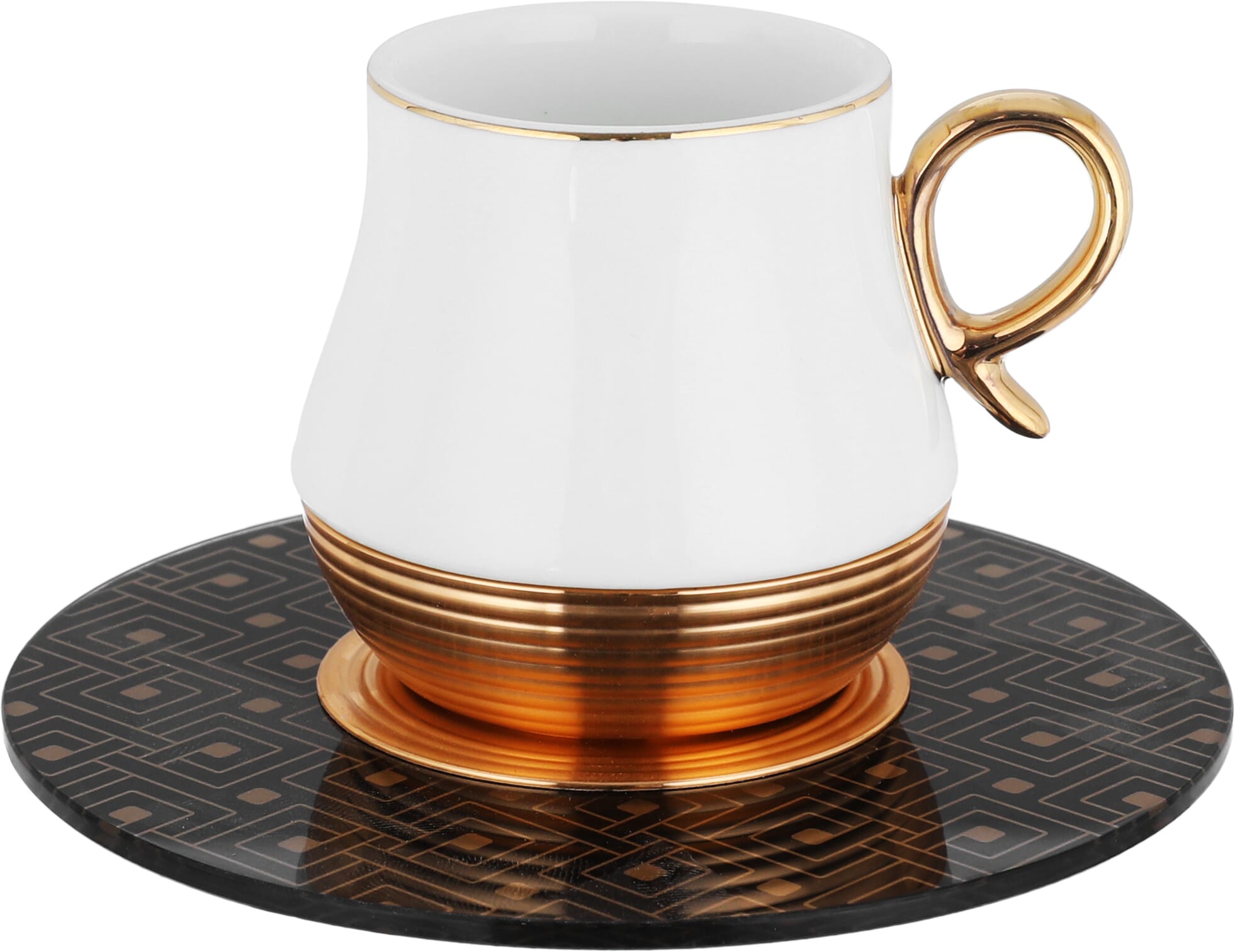 Al Saif Gallery porcelain coffee cup set, 12 pieces, black and gold saucer - colorful product image 2