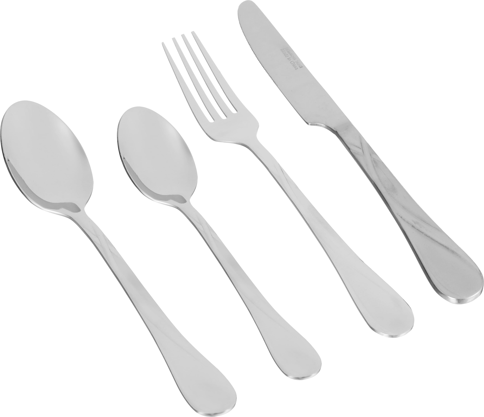 Al Saif Gallery steel spoon set, engraved, 24 pieces - silver product image