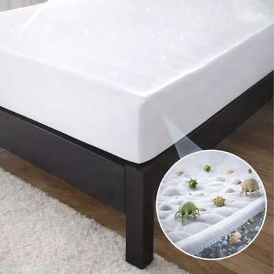 واقي مرتبة نداف بوليوريثين، ارتفاع المطاط 35 سم، 200×200 سم - ابيض product image 2