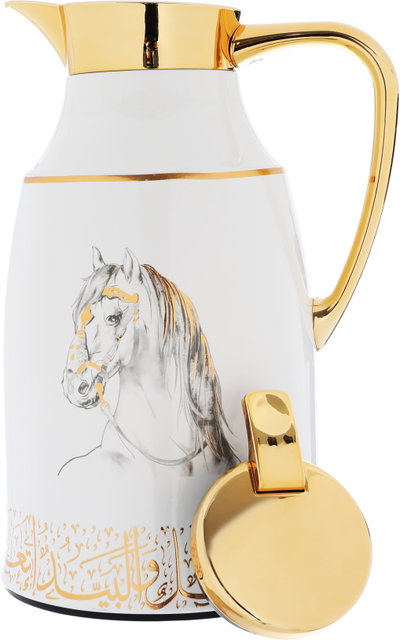 Al Saif Gallery thermos set, 1.3 liters/1 liter, glass inner container, plastic outer shell - white and golden product image 6