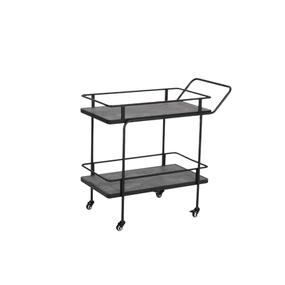 عربة تقديم الطعام خشب و معدن، 83×40×80 سم، 2 رف، عجلات دوارة 360 - رمادي product image 3