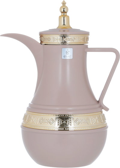 Al Saif Gallery Amal thermos set, 1/1 liter, 2 pieces, thermal glass inner shell, plastic outer shell - cashmere product image 3