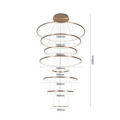 ثريا مودرن مشكاتي، 7 حلقات ،متدرجة ، 3000 كلفن ، 240 واط ، معدن ، 40×60×80×100× 120 سم ،معدن - روز دهبي product image 2