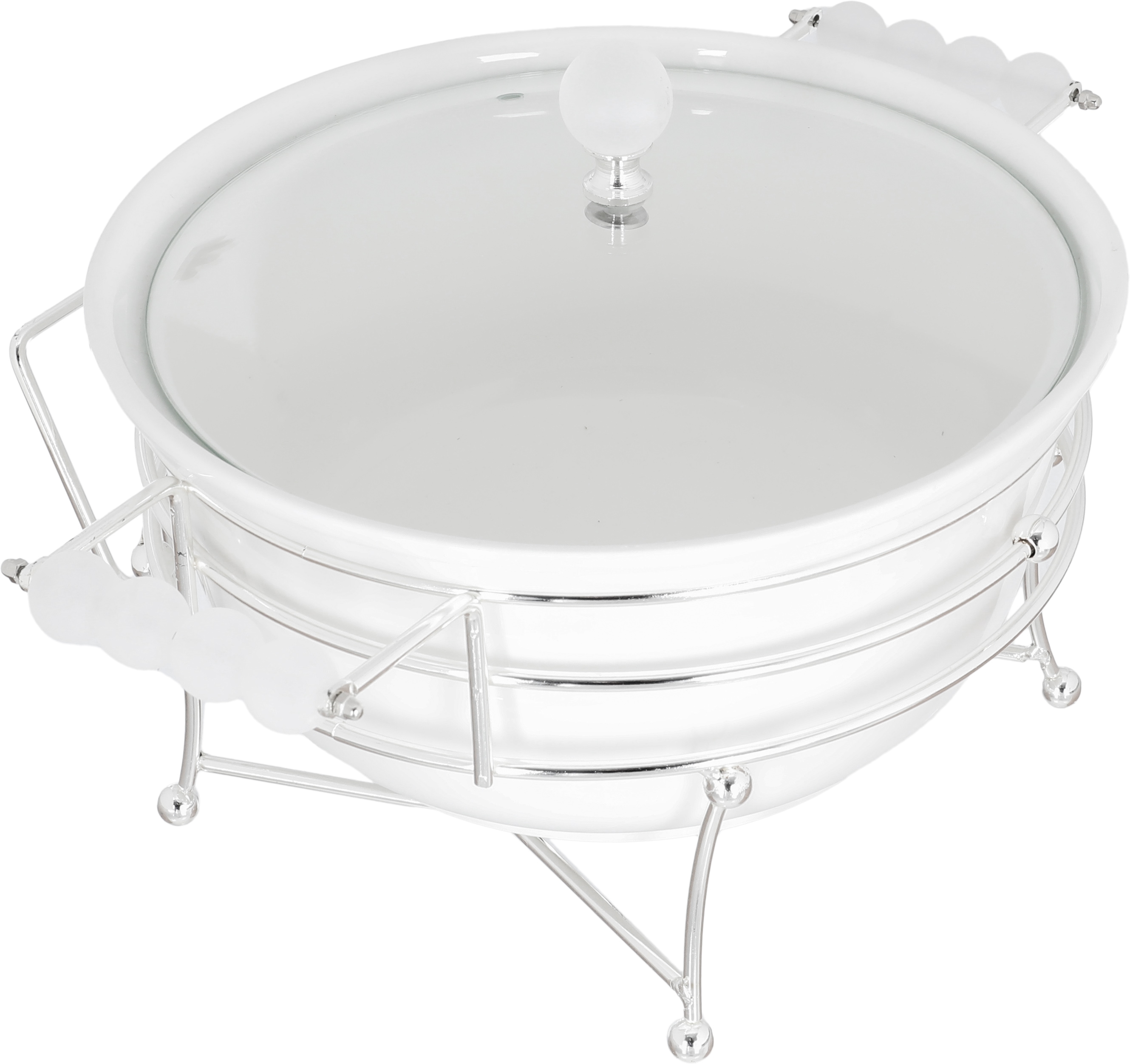 Wahj Al Masa Ceramic Soup Warmer, 12 Inch, Round, Base - Silver White product image 2