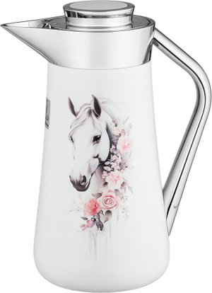 Al-Saif Gallery Al-Huda Stainless Steel Thermos, 1 Liter, Silver Handle, Push Button - White product image 2