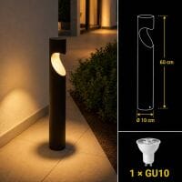 Norco Aluminum Glass Garden Post, IP65 Standard, GU10 Base, 60x10 cm - Black product image 4