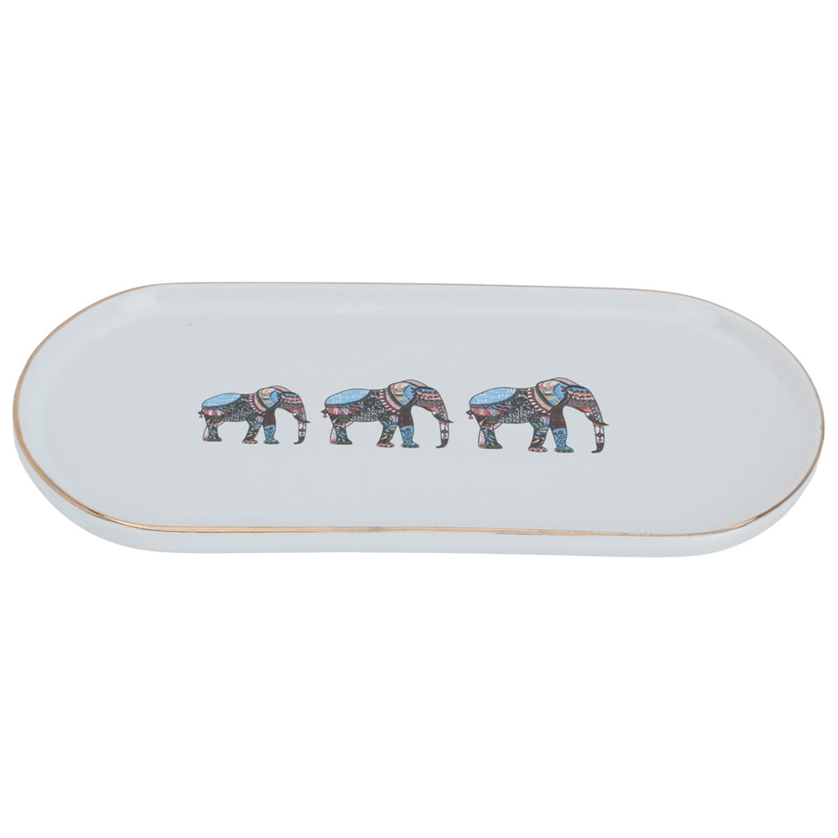 Al Saif Gallery porcelain serving plate, 22 cm, oval, elephant pattern - white product image