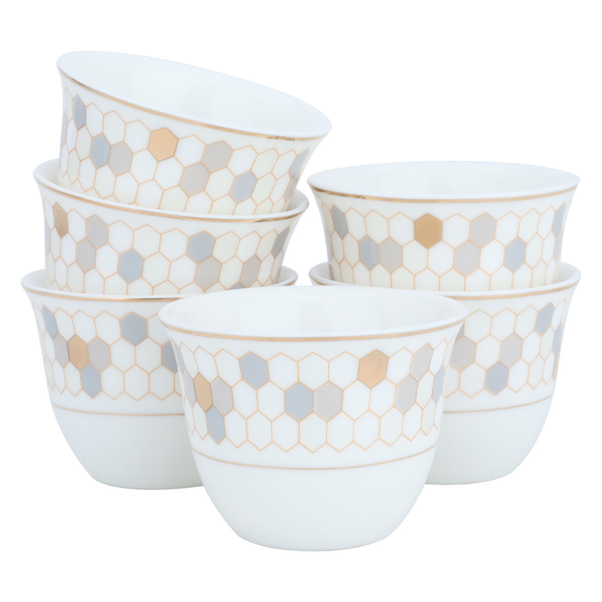 Al Saif Gallery Porcelain Arabic Coffee Cups Set, 12 Pieces, 90 ml - White product image