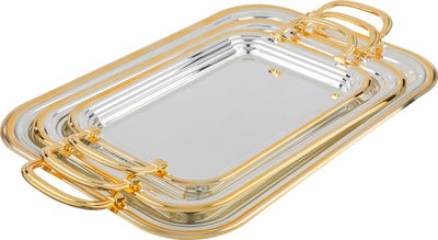 AlSaif Gallery Steel Tray set, 3 Pieces - Silver Gold product image 1