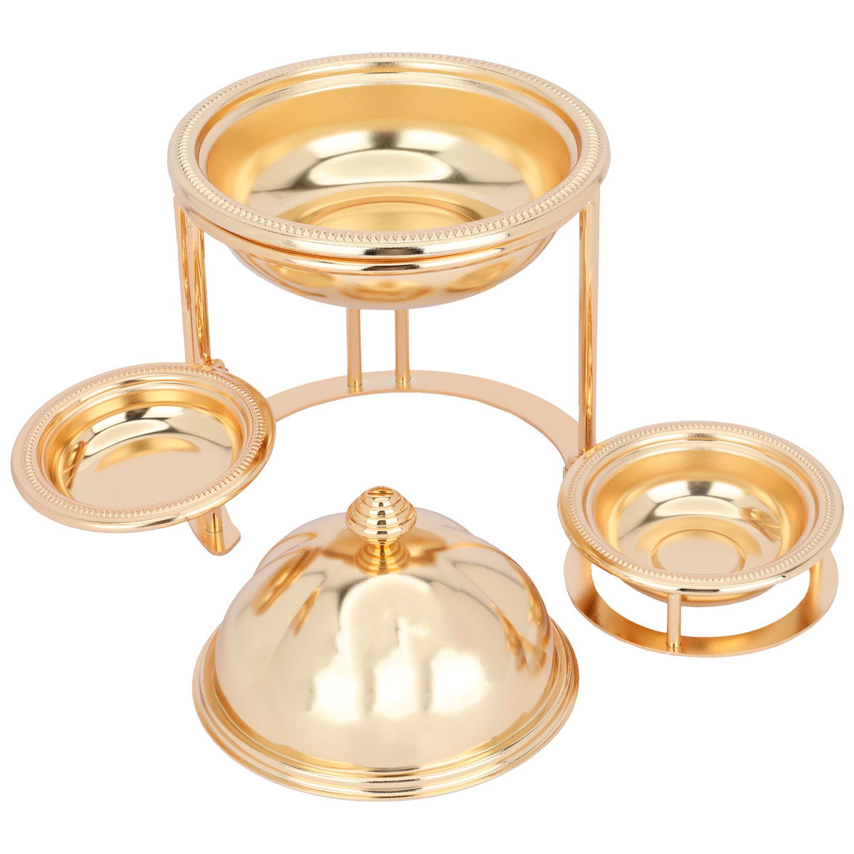 Al Saif Gallery Steel Date Set, Round, Noah Plate with Stand - Gold product image