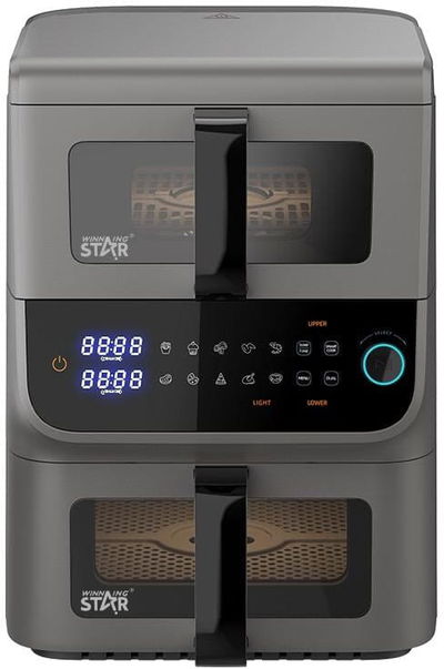 Winning Star ST-9693 Double Air Fryer, 6.5/3.5 Liter, 2500 Watts, Digital - Gray product image 4