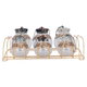طقم علب بهارات زجاج السيف غاليري، 7 قطع ، غطاء، بستاند ذهبي - ملون product image 2
