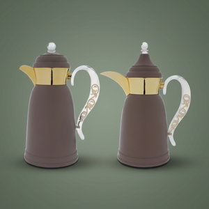 Al Saif Gallery Qamar thermos set, 1 liter, thermal glass inner container, steel outer shell - Cappuccino product image