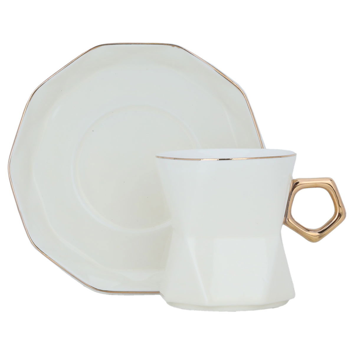 Al Saif Gallery coffee cups and saucers set, porcelain, 12 pieces - cream product image