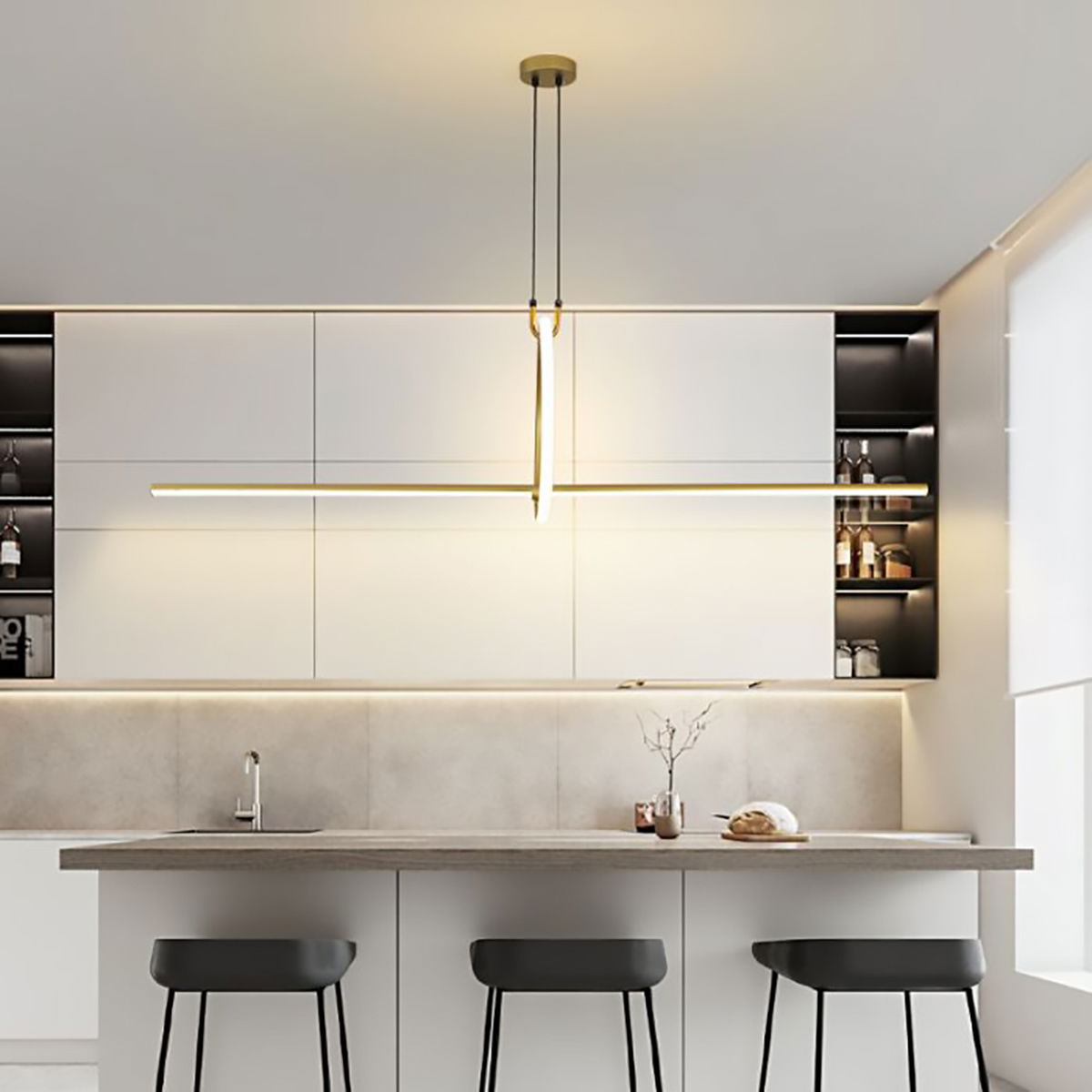 ثريا مودرن ألمنيوم مشكاتي، 30 واط، 3000 كلفن - ذهبي product image 2