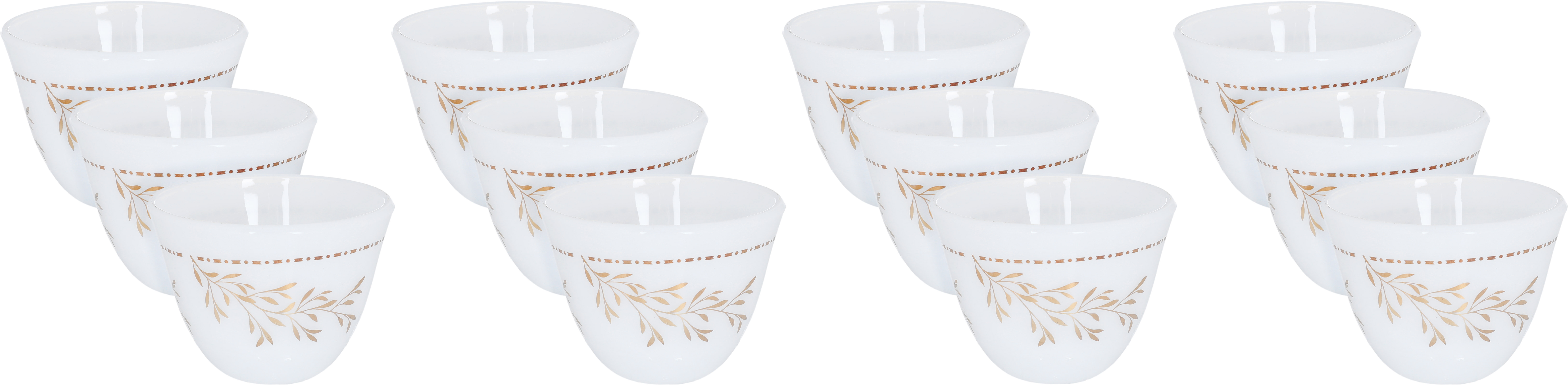 Arcopal Al Saif Gallery Arabic coffee cups, golden branch pattern, 12 pieces - white product image