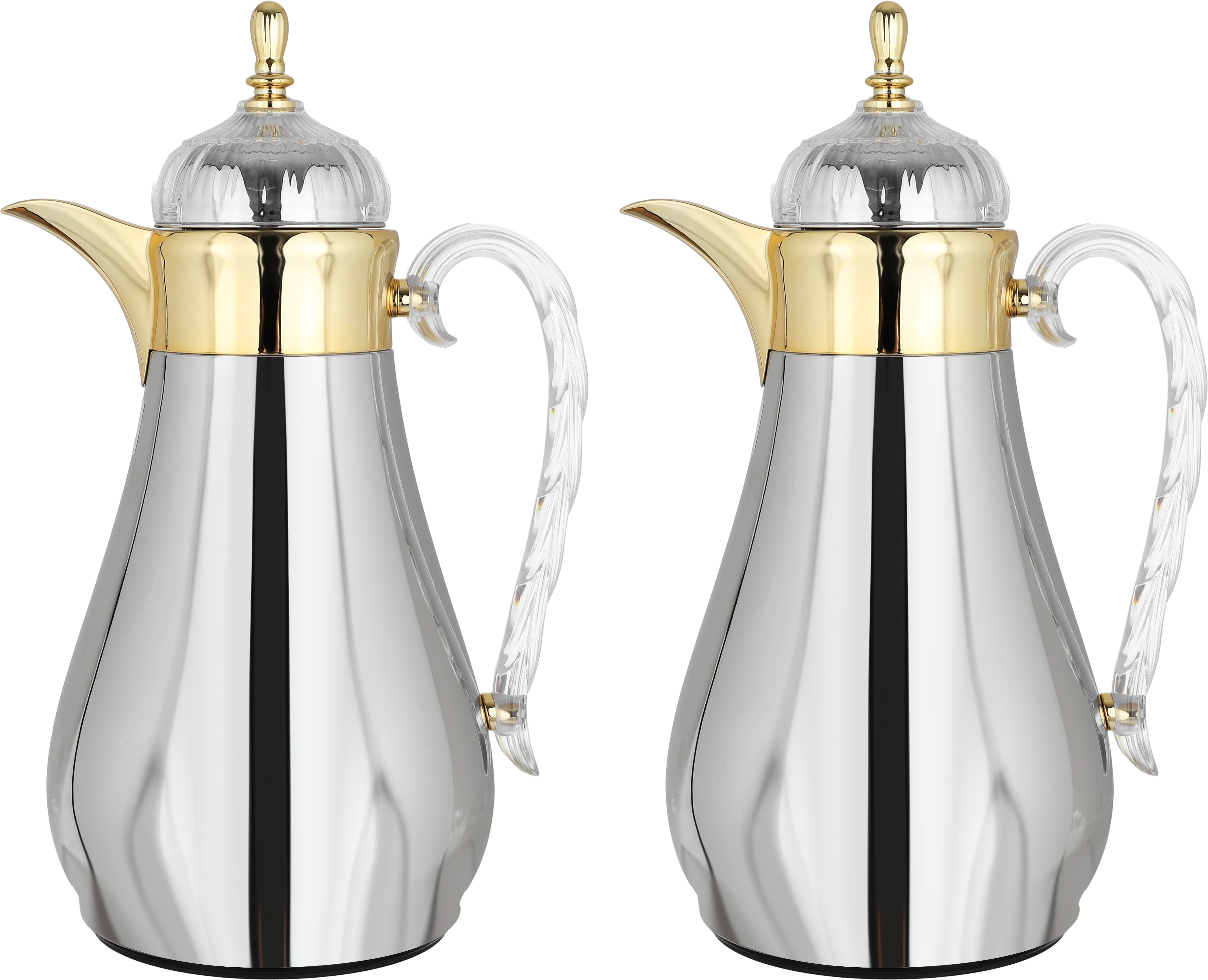Al Saif Gallery Al Hanouf thermos set, 1 liter, glass inner container, plastic outer shell - gold silver product image 1