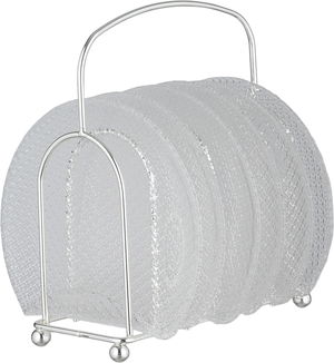 طقم صحون زجاج السيف غاليري، 6 قطع، مع ستاند، منقوش - فضي شفاف product image