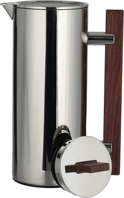 Al Saif Gallery Al-Markaz Thermos Set, 0.7/1 Liter, 2 Pieces, Glass Inner Container, Stainless Steel Outer Body, Push Button - Dark Wood Shiny Silver product image 6