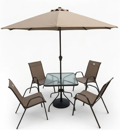 طاولة مظلية حديد ،100×100×75 سم، 4 كراسي - بني product image 3