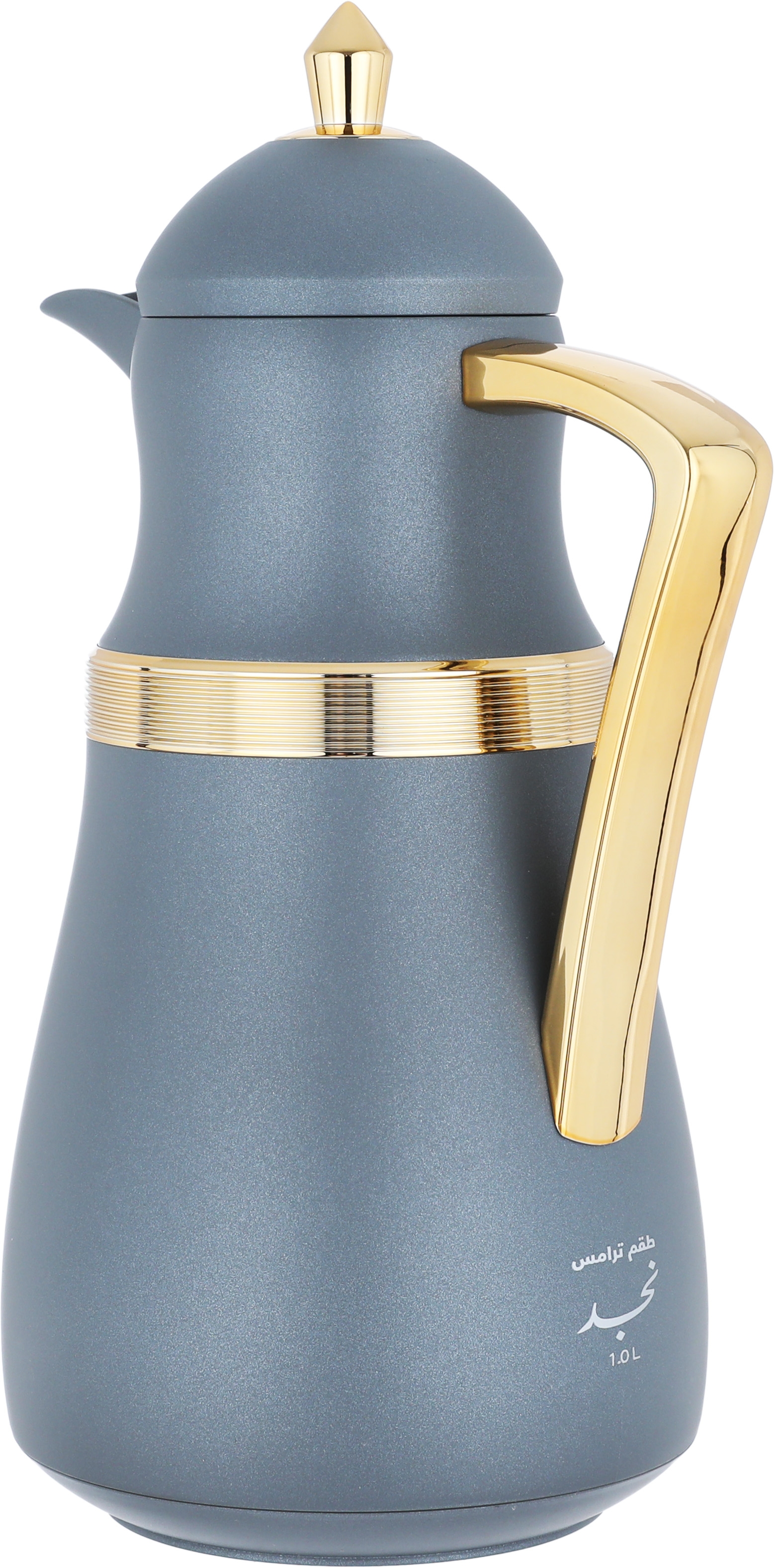 Al Saif Gallery Najd thermos set, 1 liter, thermal glass inner shell, plastic outer shell, 2 pieces - golden gray product image 3