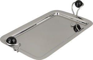 Al Saif Gallery Stainless steel serving tray, 42x24.4x2 cm, rectangular, black and silver handles product image 2
