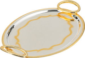 Al Saif Gallery Stainless Steel Oval Serving Set, 3 Pieces - Silver Gold product image 2