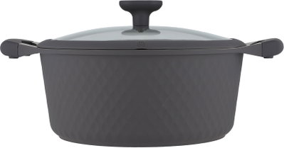 طقم قدور داي كاست الومنيوم روبوست، 7 قطع، غطاء زجاج، يد سيليكون - رمادي غامق product image 7