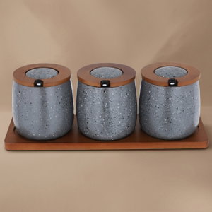 Al Saif Gallery Steel Spice Box Set, 3 Pieces - Light Grey product image