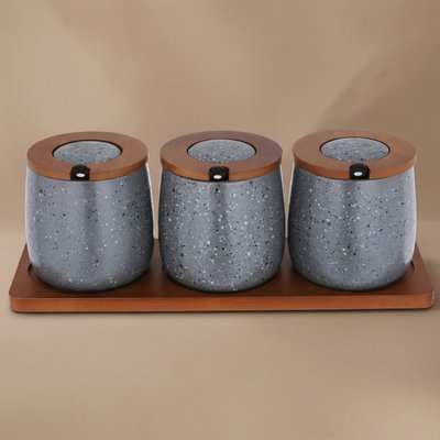 طقم علب بهارات استيل السيف غاليري، 3 قطع - رمادي فاتح product image 1