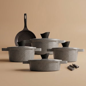 طقم قدور جرانيت تورنادو، 9 قطع - بيج غامق product image