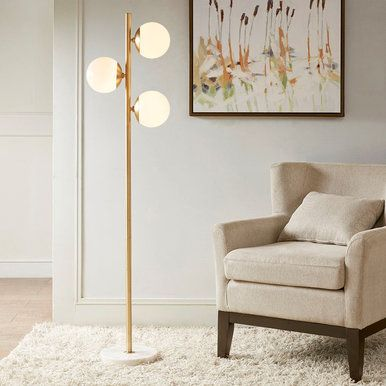 اباجورة ارضية معدن، 165x25 سم، 3 كرات - نحاسي product image 2