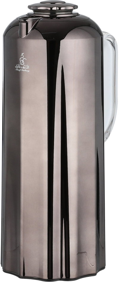 Al Saif Gallery Najdiyah Thermos Set, 1/1 Liter, 2 Pieces, Glass Inner Container, Transparent Handle, Push Button - Glossy Black product image 5