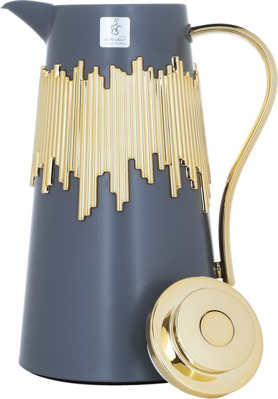 Al Saif Gallery Ibtihal thermos set, 1/1 liter, thermal glass inner container, steel outer shell - gray product image 3