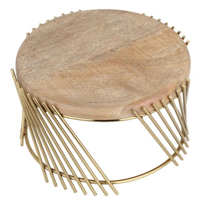 استاند تقديم خشب السيف غاليري، مدور، بقاعدة ذهبي - بني product image 2