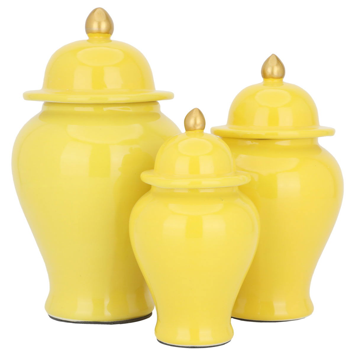 Al Saif Gallery porcelain vase set, 3 pieces, with lid - yellow product image