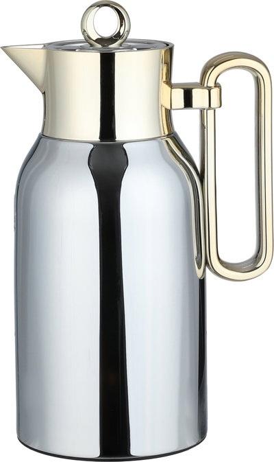 Al Saif Gallery Al Durra Thermos Set, 1/1 Liter, 2 Pieces, Glass Inner Container, Push Button, Gold-Silver Handle product image 3