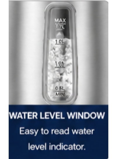 غلاية كهربائية كيون، 2200 واط، 1.7 لتر، BWK17SI22CO - فضي اسود product image 4