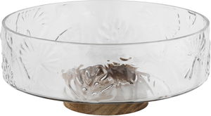 Al Saif Gallery Glass Serving Bowl, 21x21x9 cm, Wooden Base - Wooden Glass product image 2