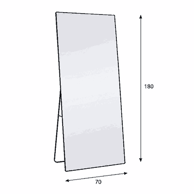 مراية ستاند زجاج، 180×70 سم، ستاند معدن - اسود product image 3