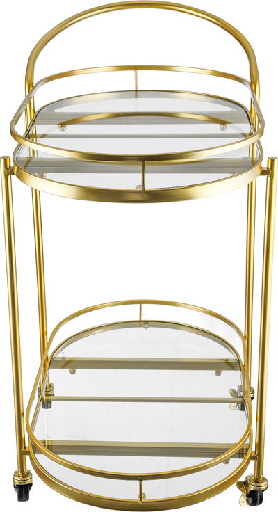Al Saif Gallery Glass Serving Trolley, Steel Handle, Two-Tier - Gold product image 3